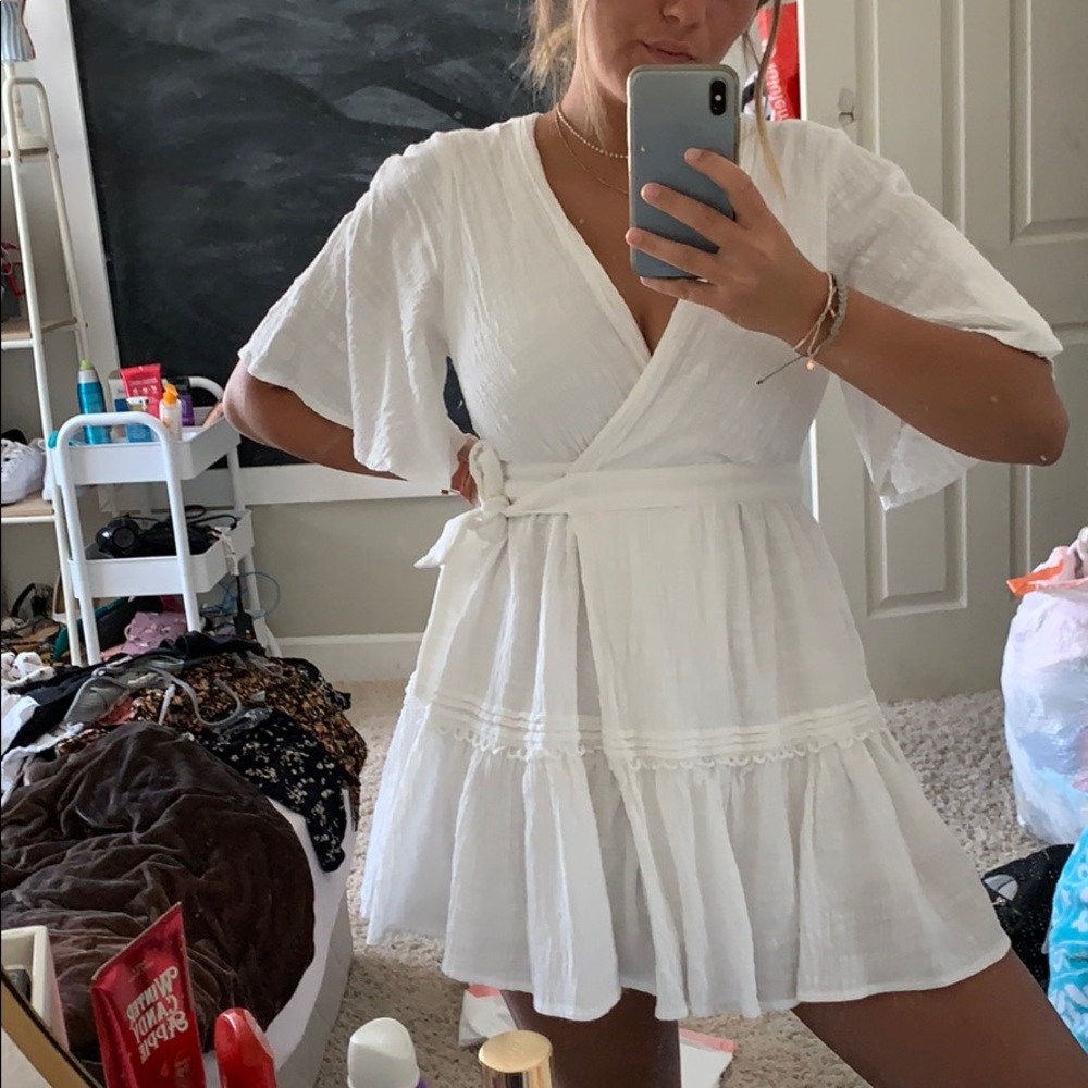 Princess Polly white wrap dress